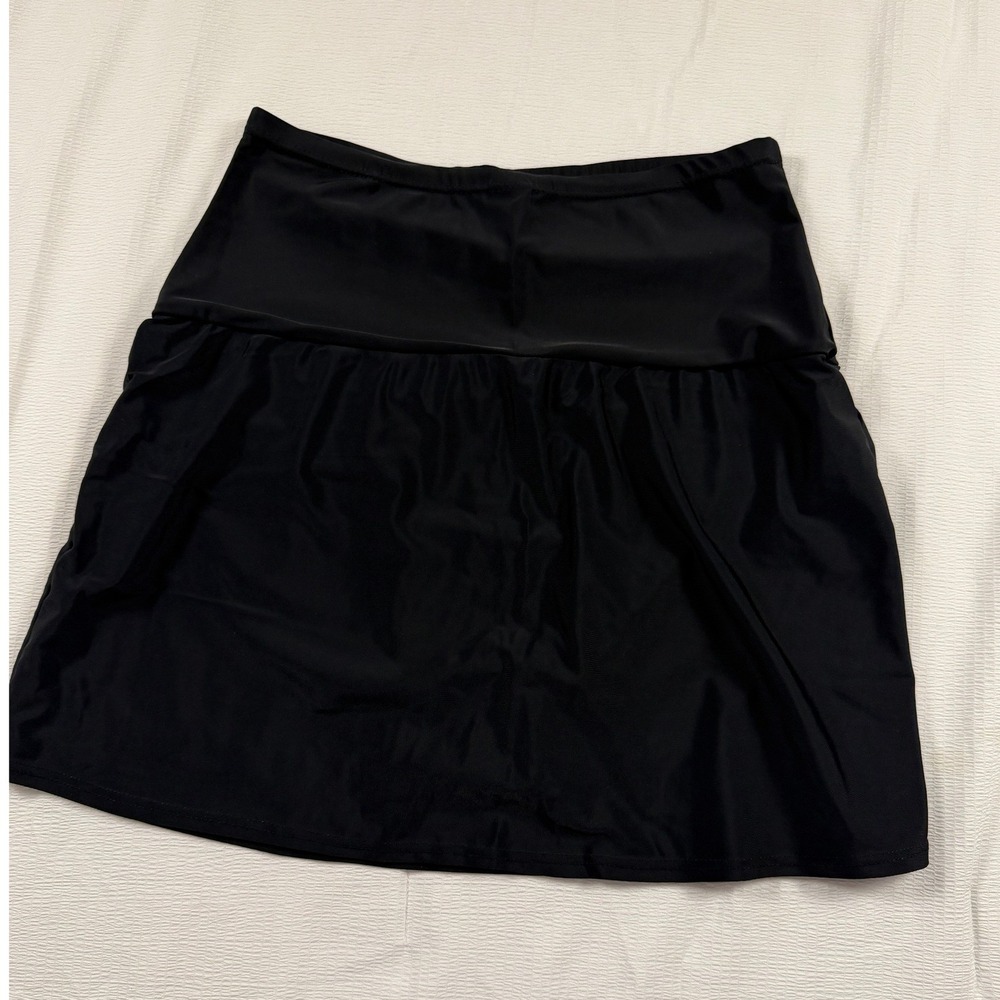 St. Johns Bay Black Swim Skirt High Waisted Bikini Bottom Size 12